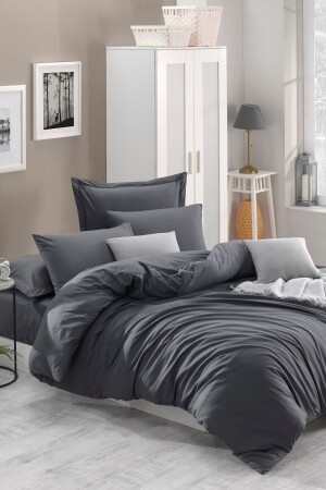 MNZ-100% القطن الطبيعي عادي اللون غطاء غطاء المطبخ مجموعة مزدوجة الطازجة اللون المدخن Ep-022735-v - Enlora Home