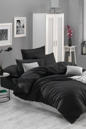 MNZ-100% القطن الطبيعي اللون السطحي غطاء القماش مجموعة مزدوجة الطازجة اللون الأسود Ep-022787-v - Enlora Home