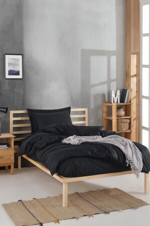 MNZ-100% القطن الطبيعي اللون السطحي غطاء القماش مجموعة واحدة طازجة اللون الأسود Ep-022788-v - Enlora Home