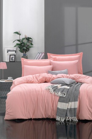 MNZ-100% القطن الطبيعي اللون السطحي غطاء القماش مجموعة مزدوجة الطازجة اللون JanaPembe Ep-022787-v - Enlora Home