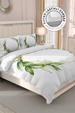 MNZ-100% القطن ساتين غطاء غطاء مزدوج مع الأوراق المثبتة المنتشرة مونوهوم - Monohome