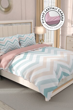 MNZ-100% القطن ساتين غطاء المزدوج مع الأوراق المثبتة زيغزاج MONOHOME32722 - Monohome