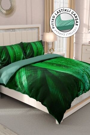 MNZ-100% القطن ساتين غطاء غطاء مزدوج مع ورق مقبضة قطرة ورق MONOHOME32944 - Monohome