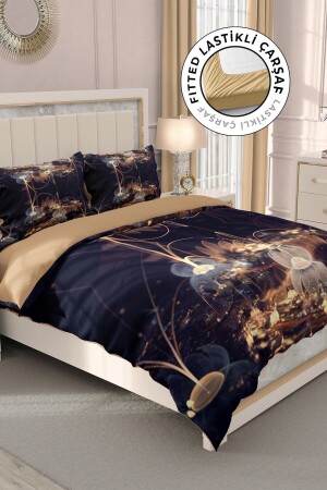 MNZ-100% القطن ساتين غطاء غطاء مزدوج مع الأوراق المثبتة اللوتوس البني MONOHOME33170 - Monohome