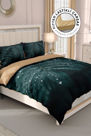 MNZ-100% القطن ساتين غطاء غطاء مزدوج مع ورق معتدلة تسقط ترك MONOHOME33187 - Monohome