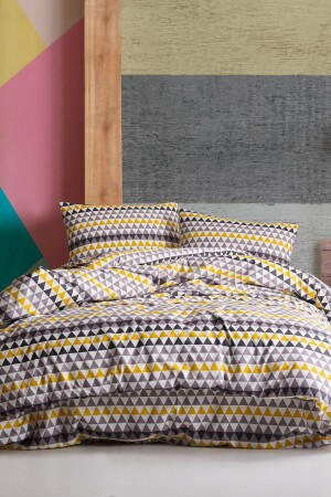 MNZ-100% غطاء القطن الطبيعي الغطاء المكون من قطعة اثنين من المجموعة Pavlina ثلاثية مزيجية الصفراء-الرمادي Ep-022684 - Eponj Home