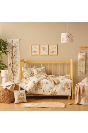 MNZ-100% القطن Ranforce سستة الطفل غطاء غطاء البيت مجموعة بيج (100x150 سم) - Bella Maison