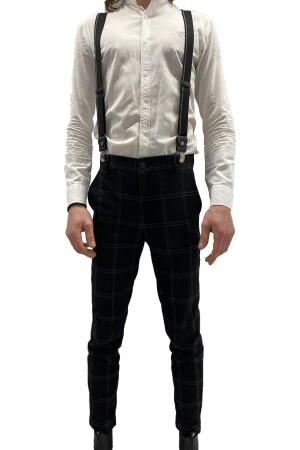 MNZ-100% جلد رمادي مشاطرة أسود Unisex بنطلون تعليق ZKTNASKS24 - ZEKTON