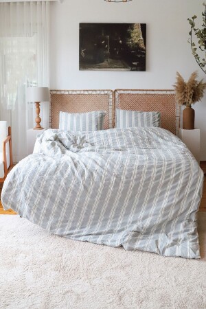 MNZ-100% القطن غسيل مزدوج غطاء غطاء المطبخ، غير الحديد مطلوب، الخلفية الرمادية الملوثة بالوصف YNVR100 - vivamaison