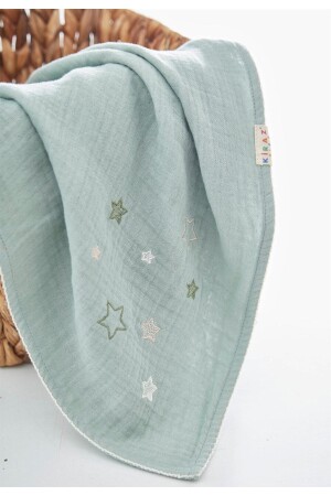 MNZ-100x100 نجمة مطحنة 4 طبقة غطاء موسلين خضراء KRZKDS574 - Kirazkids