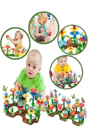 MNZ-106 قطعة حديقة زهرة بناء مجموعة تعليمي لعبة مبنى الكتل لغز العثور على & وصل لغز - Hyd