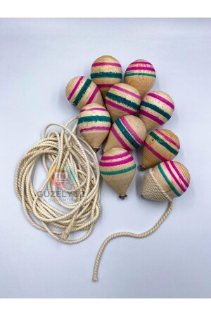 MNZ-10pcs خشبية العبث المتحرك أعلى لعبة الحنين اللعب الطبيعي للأطفال 1-5 مترات حبل العبث المتحرك أعلى لعبة العبث الم - Güzelyüz Avm