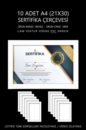 MNZ-10Pcs A4 Frame بيضاء PVC 21x30 Frame لشهادة إطار لدرجة الدراسة إطار لثبت - Yhfoto