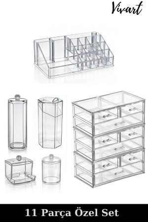 MNZ-11 قطعة خاصة مجموعة 11 منظمة تجميل علبة الشفاه حامل القلم حامل القطن حامل المجوهرات منظمة - Vivart