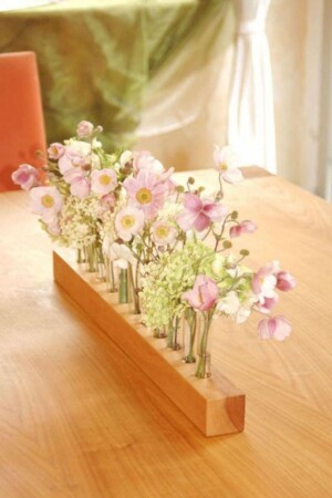 MNZ-11 زجاجي مصغر حوض زهرة وعاء أنبوب مع منصة خشبية - Lalezen Home