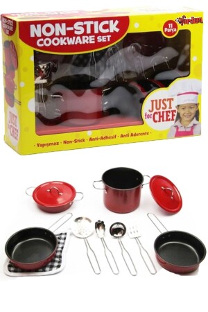 MNZ-11 قطعة حمراء من الفولاذ المقاوم للصدأ وعاء مجموعة ألعاب الأطفال التعليمية MC224589 - Vardem