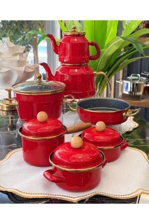 MNZ-11 قطعة تروي إيناميل مجموعة حمراء - Onedekor