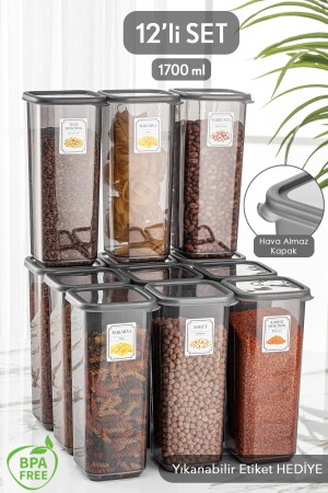 MNZ-12 قطعة جمبو الحجم إيليسا الملصق مربع حاوية تخزين الطعام الأنتراكيت 12 × 1. 70 ليت نكهة حاوية TYC006239 - Meleni Home