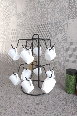 MNZ-12 هوكس ماتة سوداء كوب كوب هانجر كوب هانجر هانجر حزمة من 12 - Eva Metal Tasarim