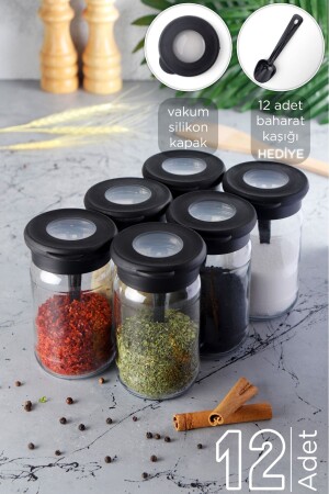 MNZ-12 قطع فراغ زجاجي العطر مع غطاء السيليكون - 12 قطع ملعقة هدية ؟ HMNV-12LIKAVANOZ-C-00344-QLUX - HOMENIVA