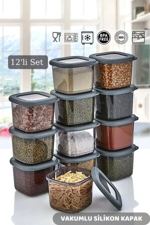 MNZ-12 - قطعة حاوية تخزين العطور الفارغة مع غطاء السيليكون - (12X0.55 لتر) HMNV-BSF00856-QLUX-12LI - HOMENIVA