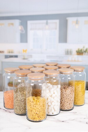 MNZ-12 - قطعة وعاء زجاجي فراغ مع غطاء حاوية الطعام 1400 مل 111 قطعة مع علامة هدية زجاج الفراغ1400 - Lizzy