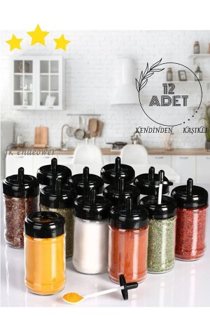 MNZ-12 قطعة وعاء التوابل مع الغطاء والقارع - (300 مل) وعاء الزجاج BTP000001 - Veliday