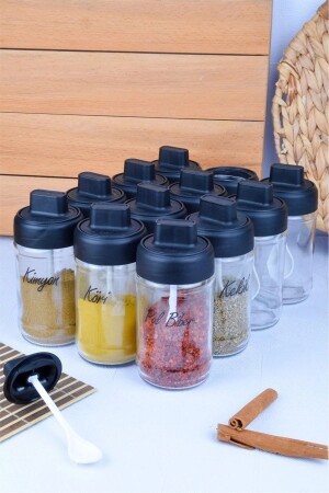 MNZ-12 قطعة زجاجية وعاء التوابل مع الغطاء المقفول والملعقة - (300cc) BHRTLK0012 - ALBAK Life