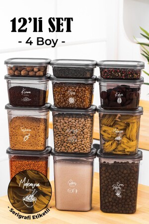 MNZ-12 حاوية تخزين بيغي مستطيلة مجموعة مع علامة طباعة الشاشة البيضاء 3x(1500-1150-800-400 مل) أنتراتيت PGGY12 - Vienev