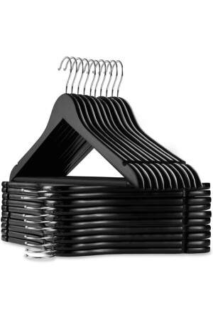 MNZ-12 قطع خشب تبدو 44-5 سم الملابس البلاستيكية والملابس معلقة سوداء - Go Home