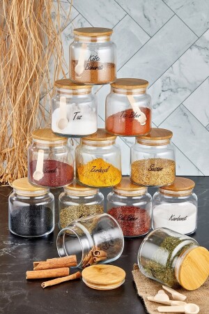 MNZ-12 - قطعة وعاء زجاجي مع غطاء خشبية (قارب) مخزن تخزين وعاء العقاقير مجموعة 500 مل FBZ2022 - FBZhome