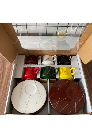 مجموعة من الـ MNZ-12 قطعة كوب لـ 6 أشخاص مع لوحات خدمة مستديرة ملونة ars105 - Arsim Home