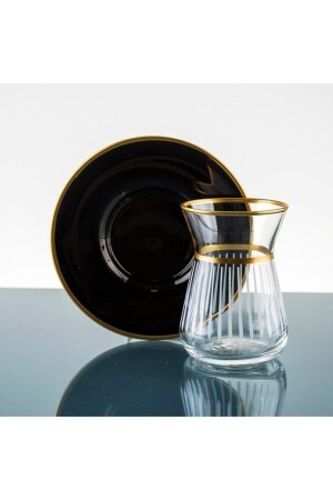 MNZ-12 قطعة فخمة إيرم شاي مجموعة 6 أشخاص إيرم PŞB. BLACKB. ROD - Paşabahçe