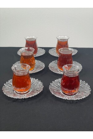 MNZ-12 قطعة من الزجاج مجموعة الشاي لـ 6 أشخاص، كوب الشاي والصوص - YzHome