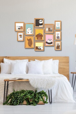 MNZ-12 قطعة لوحات خشبية مجموعة أزياء الجدار - إطار دبّي تدي تبحث عن غرفة الأطفال رياض الأطفال 75x55 سم - Nt Handmade