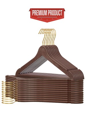 MNZ-12 قطع خشب نظرة معلق المسلسل الممتاز الملابس المربوطة ثوب القميص معلق براون Prm2210 - İstoç AVM