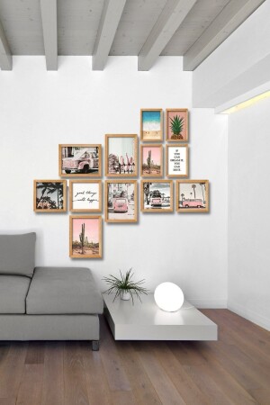 MNZ-12 قطعة طلاء خشبي مجموعة T2 الوردية لغرفة المعيشة غرفة النوم أزياء جدار 90x75cm - Nt Handmade