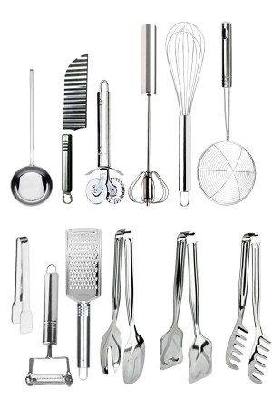 MNZ-12 قطع كاملة المطبخ مجموعة، ضربة، شاشة، جراتر، طنغات، سد، كولاندر، تقديم الخدمة مجموعة T3434033454 - Homerest