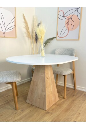 MNZ-120X90 سم سم خشب الصفير طاولة الطعام الخشبية لخلفية الساقات سلسلة الفطريات - طاولة دراسة - شرفة و طاولة مقهى - Narkissos Dizayn