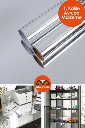 MNZ-(122cmX100cm) ورقة فضية مرآة ورقة ملصقة أثاث دش كابينة خزانة غطاء - Atadeco