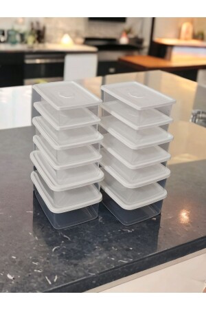 MNZ-12pcs حاوية تخزين غطاء أبيض مكفأة مكفأة عميقة الميكروويف مناسبة للاستعمالات العشوائية 4x1500 - Maviköy