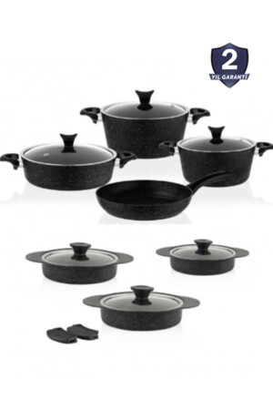 MNZ-13 قطعة غرانيت طهي مجموعة سوداء 153 EVY. 00958 - Taç