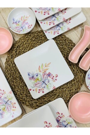 MNZ-13 Piece Square Bahar Breakfast Set لـ 6 أشخاص Bahar66 - pembişmutfağım