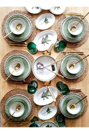 MNZ-130 قطع طعام ذو إطار ذهبية ومكعب قناع فرقة طقم 12 شخص 00TR4662 - CASA DE BELLA