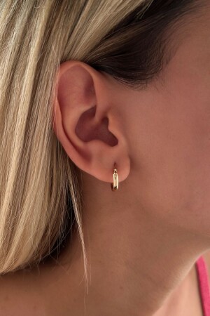 MNZ-14 كيراط ذهبية القبة حلقة أذن 10 - Fiyonk Kuyumculuk