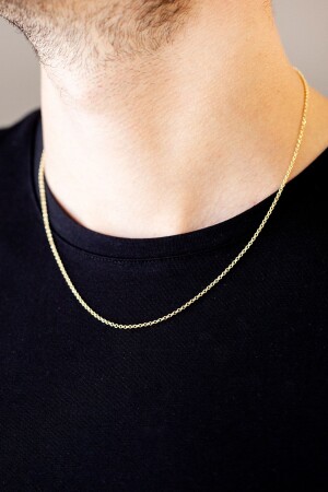 MNZ-14 كيراط ذهبية رقيقة صفراء سلسلة الرجال العنق 50 سم znc699 - Uşaklıhafız kuyumculuk