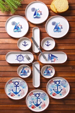 MNZ-14 قطعة صناعة بحرية صناعة الافطار لـ 6 أشخاص - مجموعة عرض الفطور الفاخرة - Nandy Home