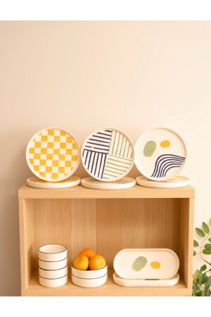 MNZ-14 قطعة صنع يدوي مجموعة الإفطار الحديثة لـ 6 أشخاص. - Kevin Seramik