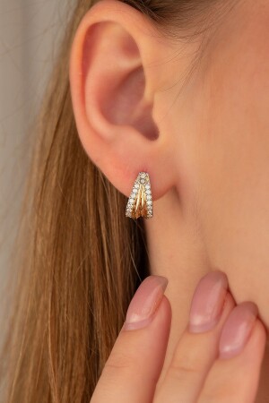 MNZ-14 كيراط ذهبية أقراط نسائية جميلة 7079-GT - GençTaş Kuyumculuk