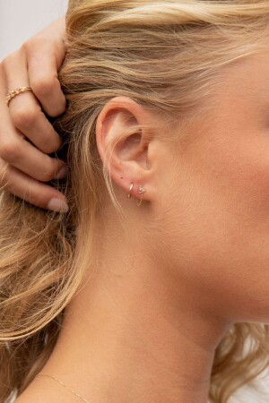 MNZ-14 كيراط ثلاثي ذهبية معلقات أذن النساء GT-7076 - GençTaş Kuyumculuk